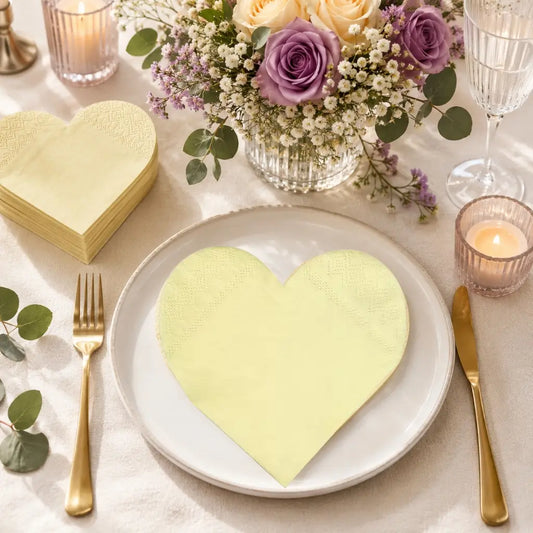 Pastel Yellow Heart Paper Napkins 16pk