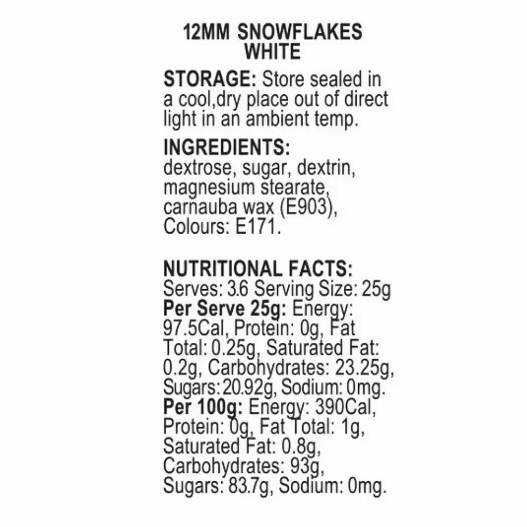 White Snowflake Sprinkles 12mm 60g