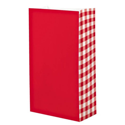 Red Gingham Paper Party Loot Bags 8pk