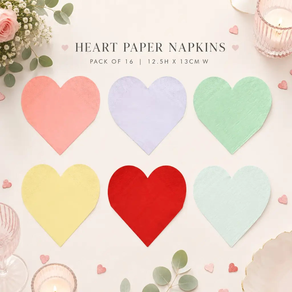 Pastel Yellow Heart Paper Napkins 16pk