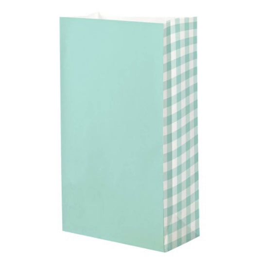 Teal Gingham Paper Party Loot Bags 8pk