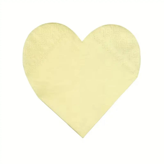 Pastel Yellow Heart Paper Napkins 16pk
